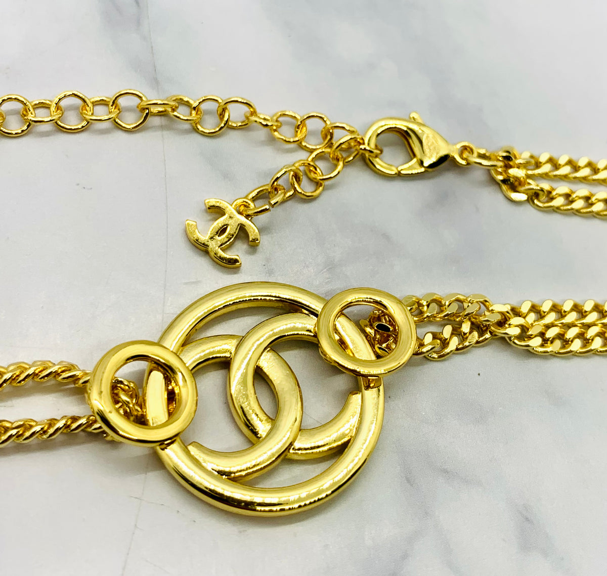 CHANEL CC White Enamel Chain Necklace - USED
