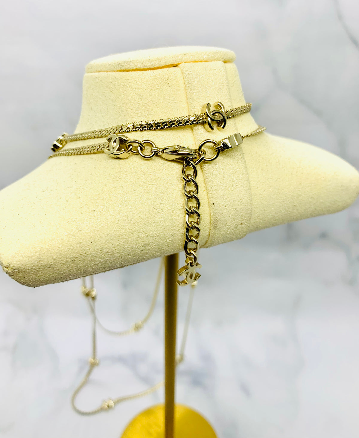 CHANEL CC Long Silver Layer Necklace - USED