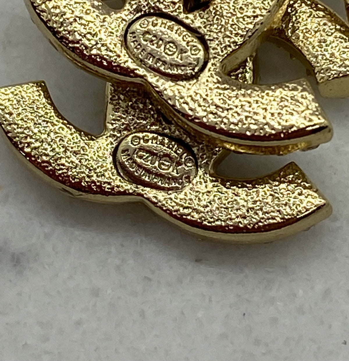 CHANEL CC Gold Tone Rhinestone Small Earrings - USED