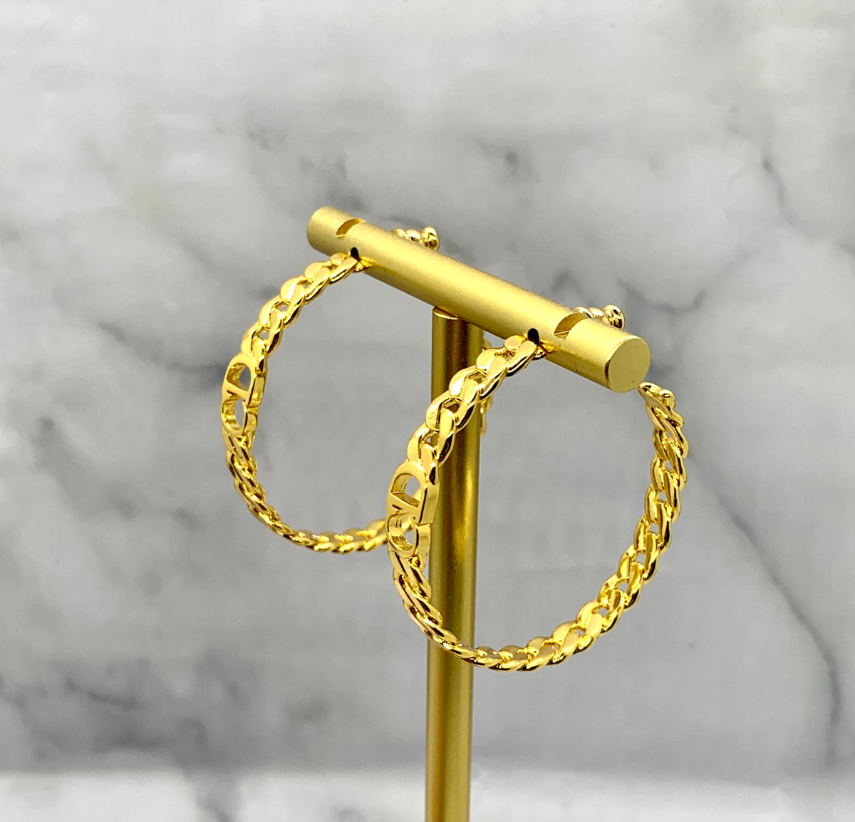 CHRISTIAN DIOR CD Gold Hoop Earrings Earrings - Pre owned