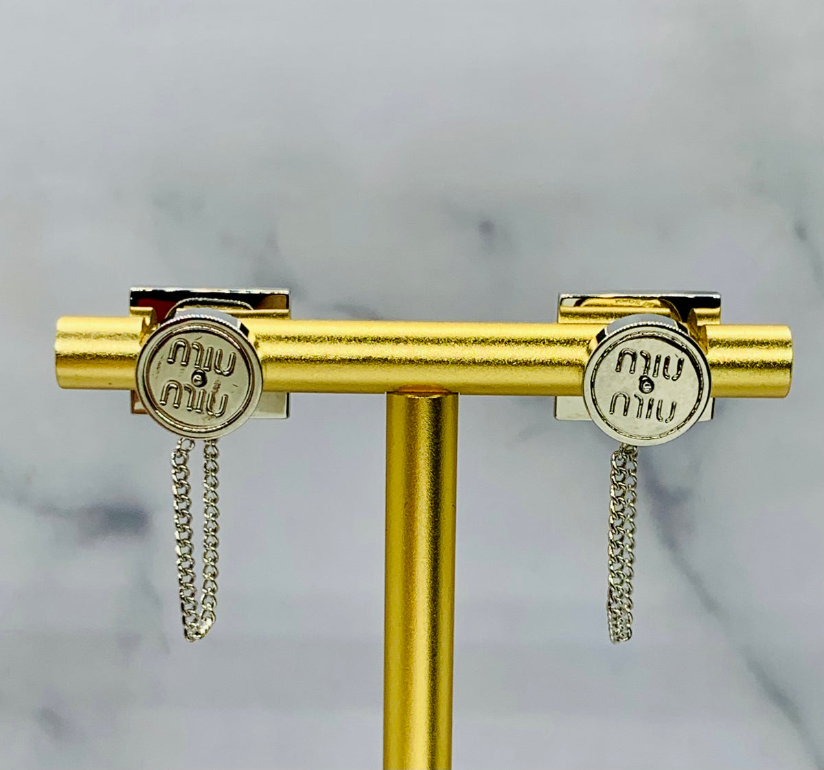 MIU MIU Black Chain Earrings - pre owned
