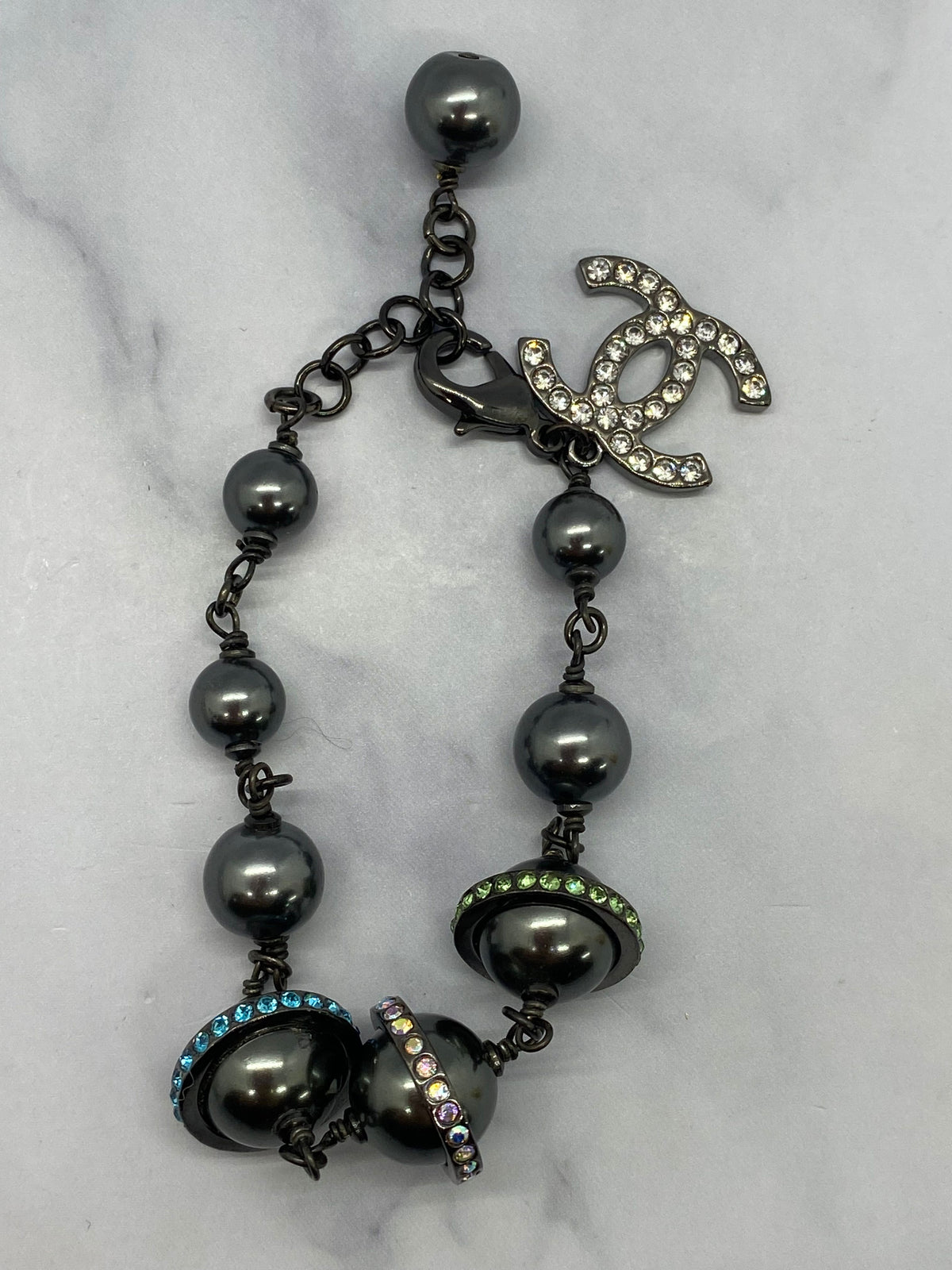 CHANEL CC Rhinestone Planet Bracelet - Pre owned