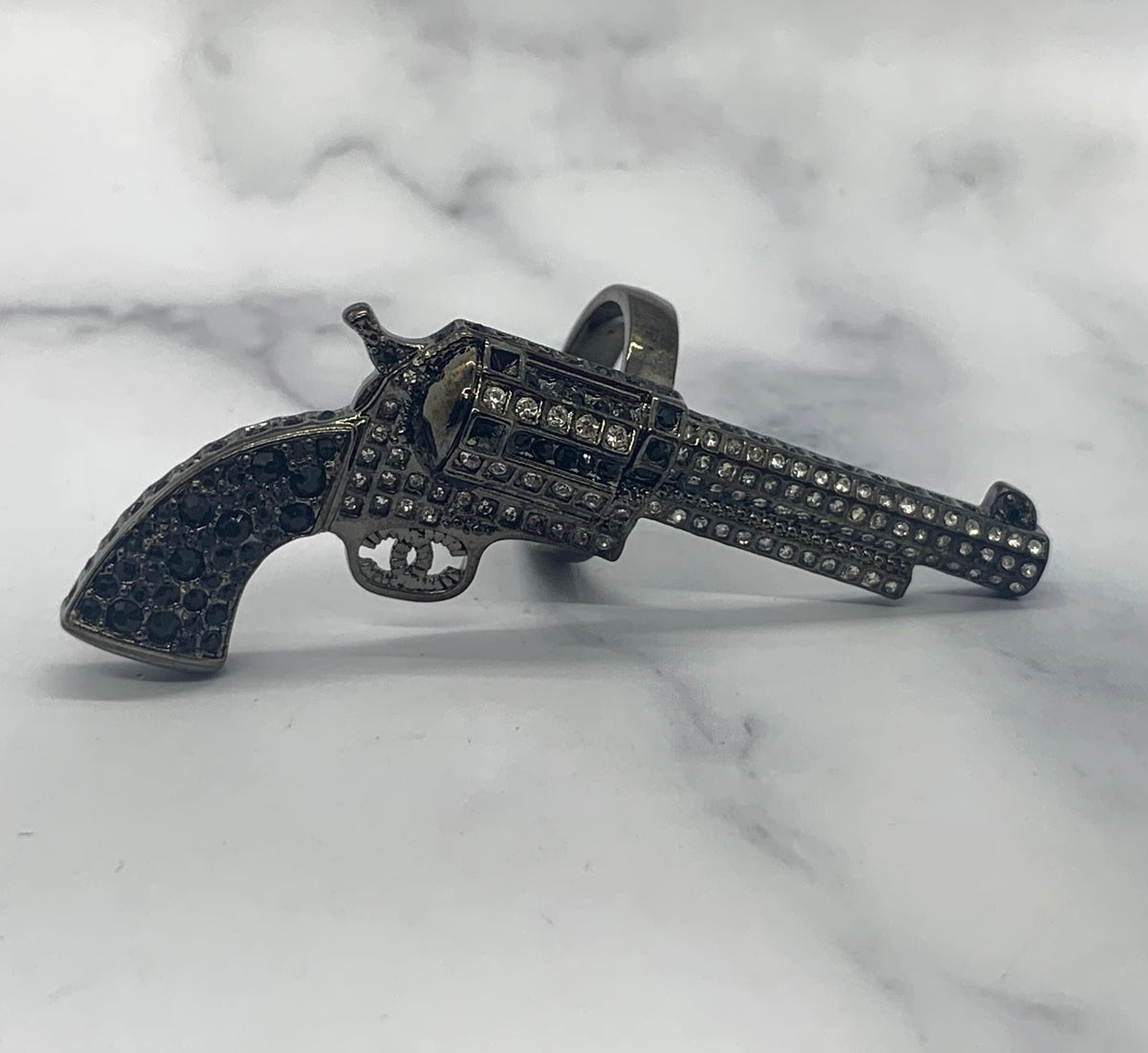 CHANEL CC Gun Shaped Ring Size M 7 - Pre owned