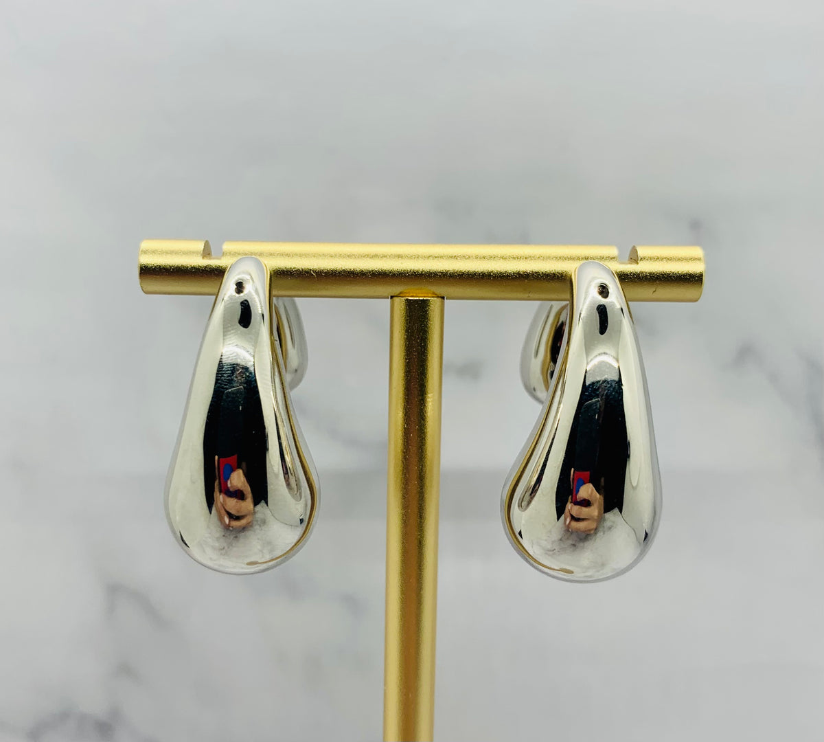 BOTTEGA VENETA Silver Tone Abstract Earrings - Pre owned