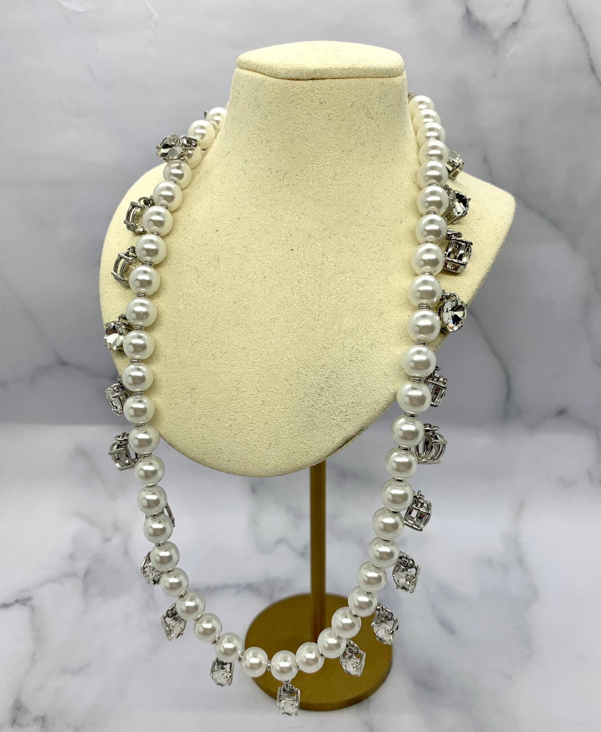 MIU MIU Pearl & Rhinestone Trim Necklace - Pre owned