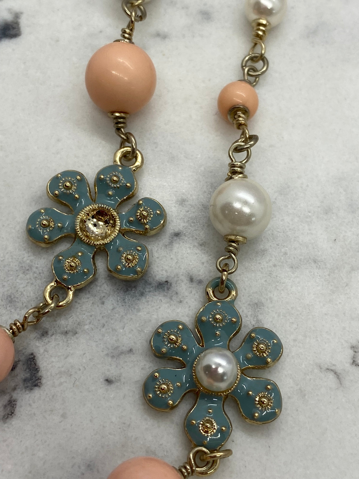 CHANEL CC Floral Beaded Long Necklace - DAMAGED