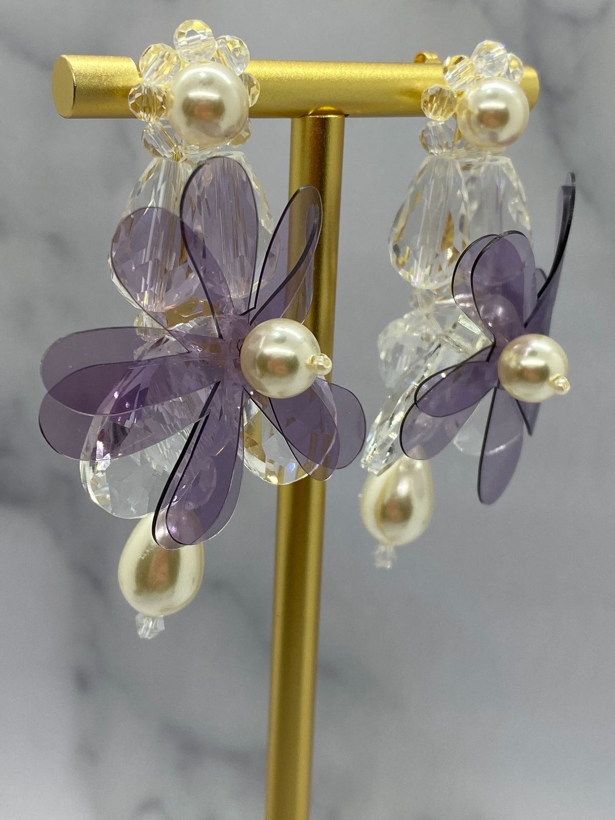 Auth SIMONE ROCHA Lavender Plastic Pearls Earrings - Pre owned