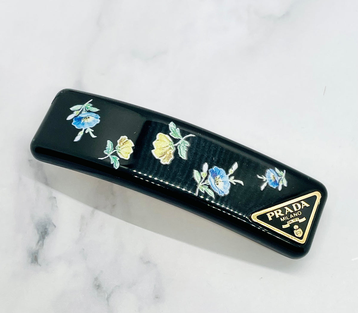PRADA Floral Print Hair Clip Barrette - Pre owned