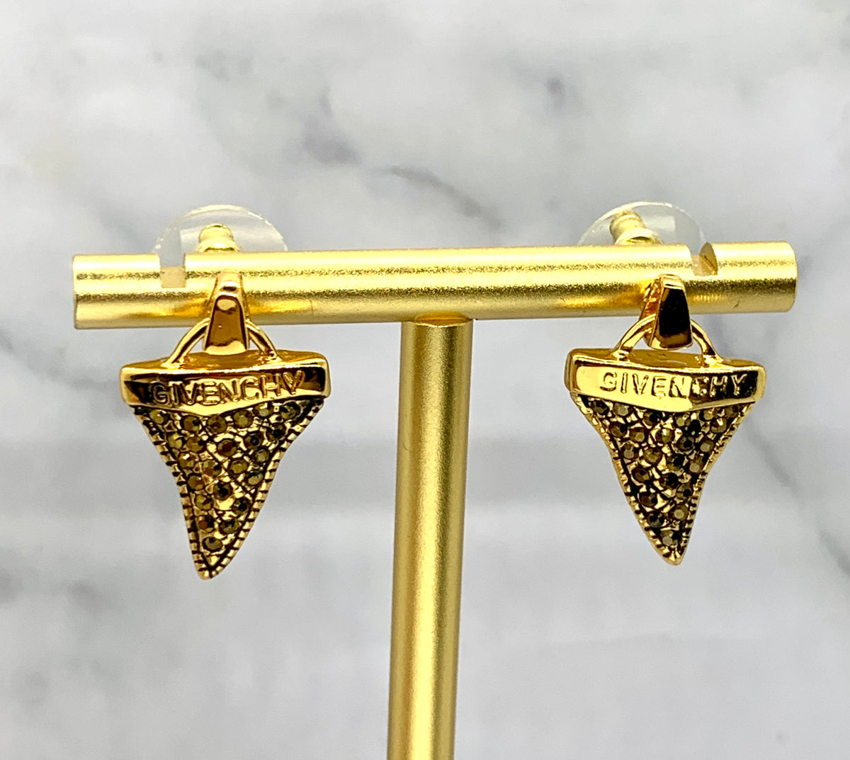 GIVENCHY Shark Tooth Rhinestone Earrings - USED