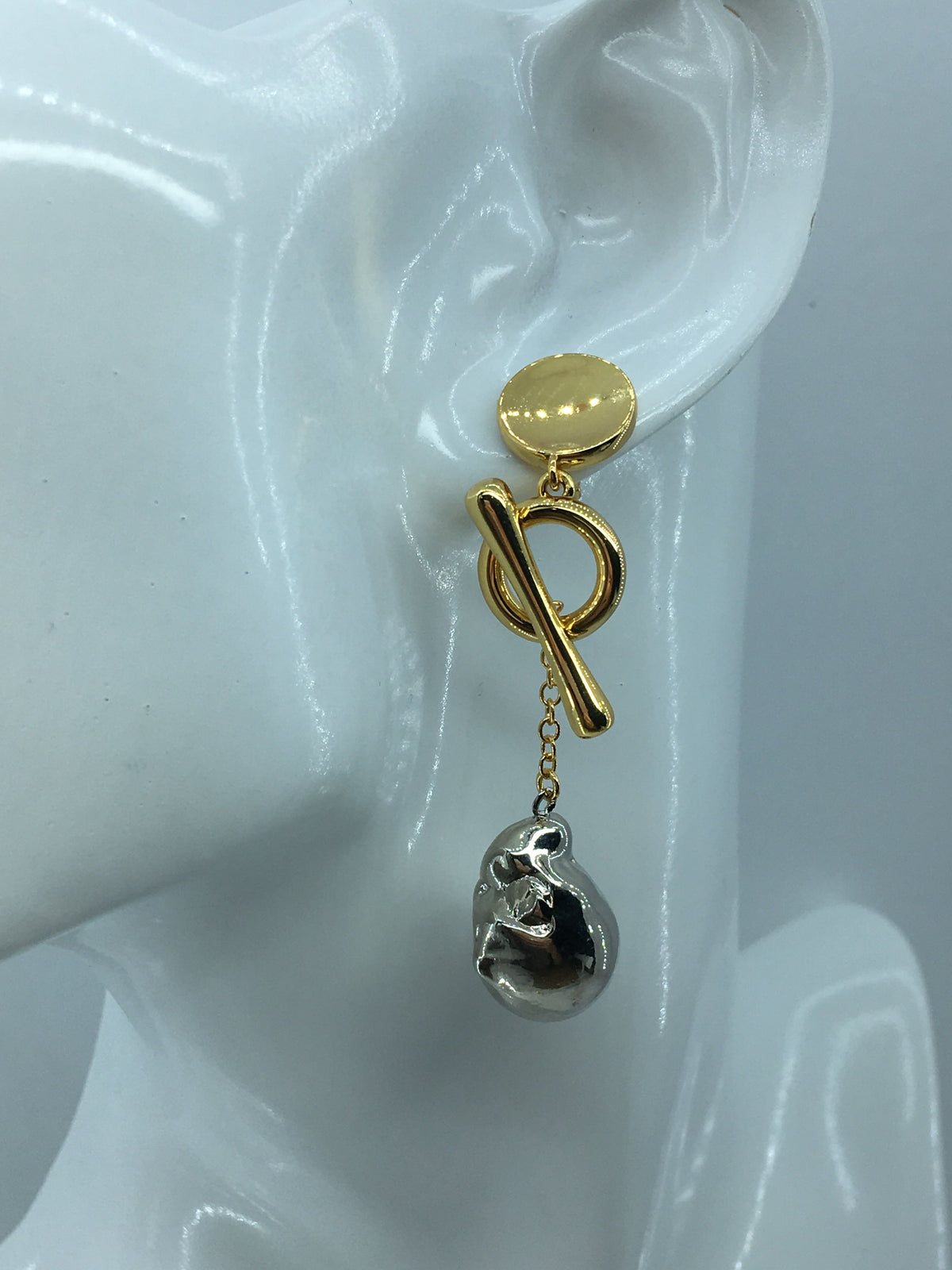 BOTTEGA VENETA Gold & Silver Adjustable Earrings - Pre owned