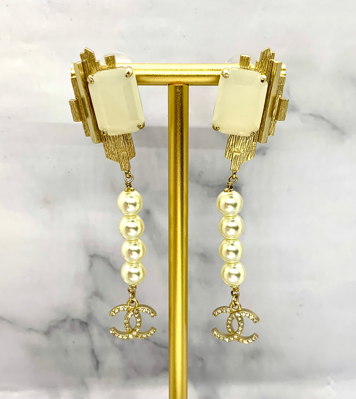 CHANEL CC Statement Pendant Earrings - USED