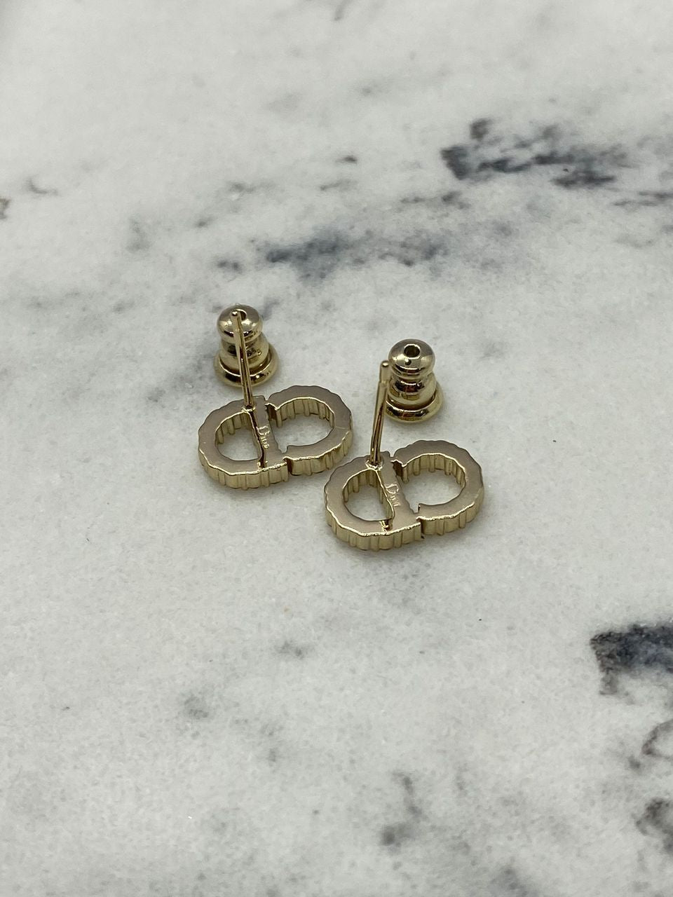CHRISTIAN DIOR CD Rhinestone Small Earrings - Pre owned