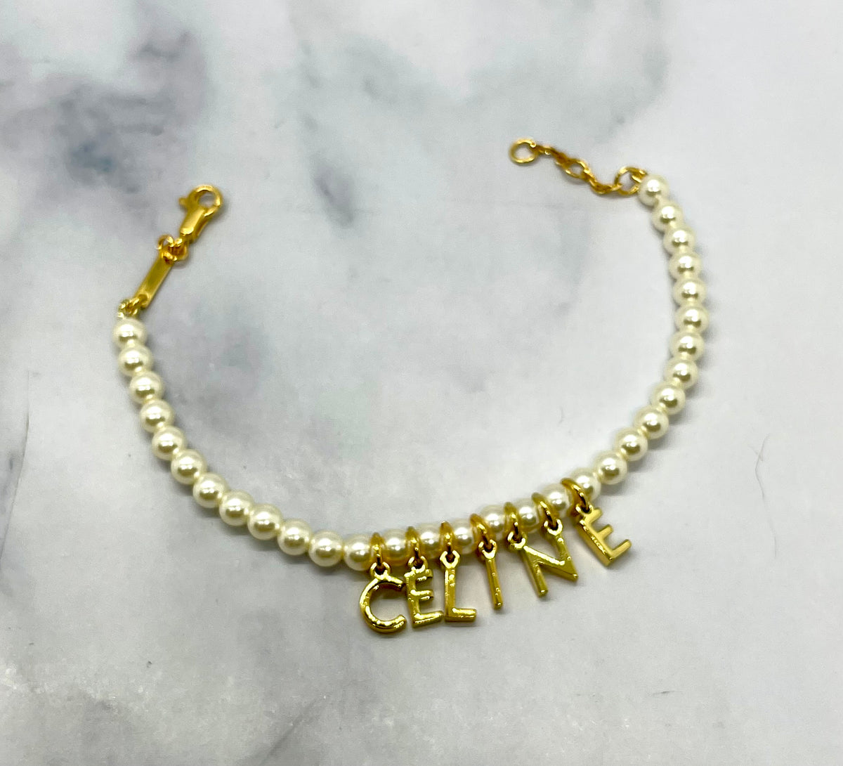 CELINE Faux Pearl Monogram Bracelet - Pre owned