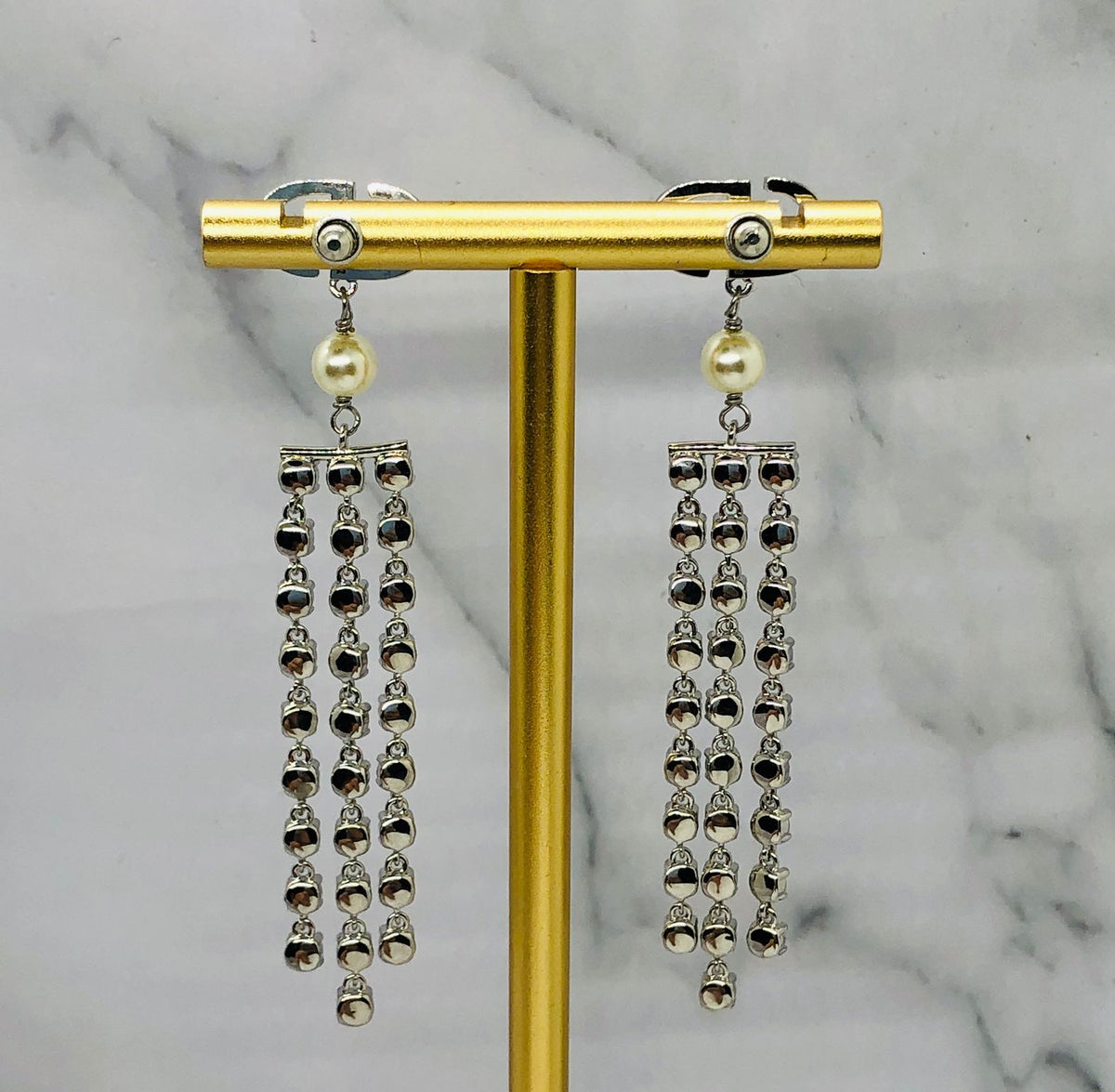 CHRISTIAN DIOR CD Rhinestone Pendant Earrings - Pre owned