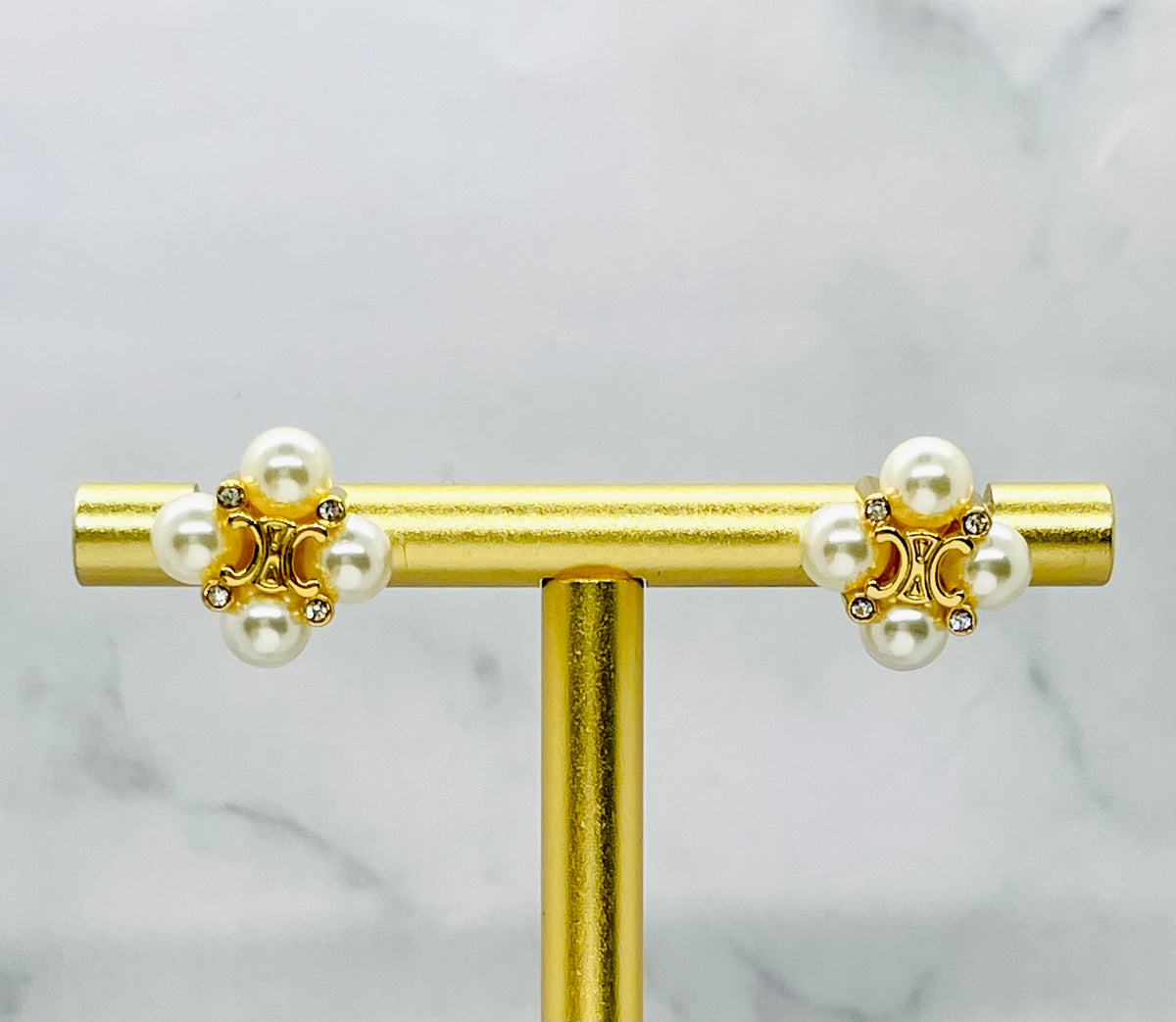 CELINE Monogram Pearl Earrings - Pre owned