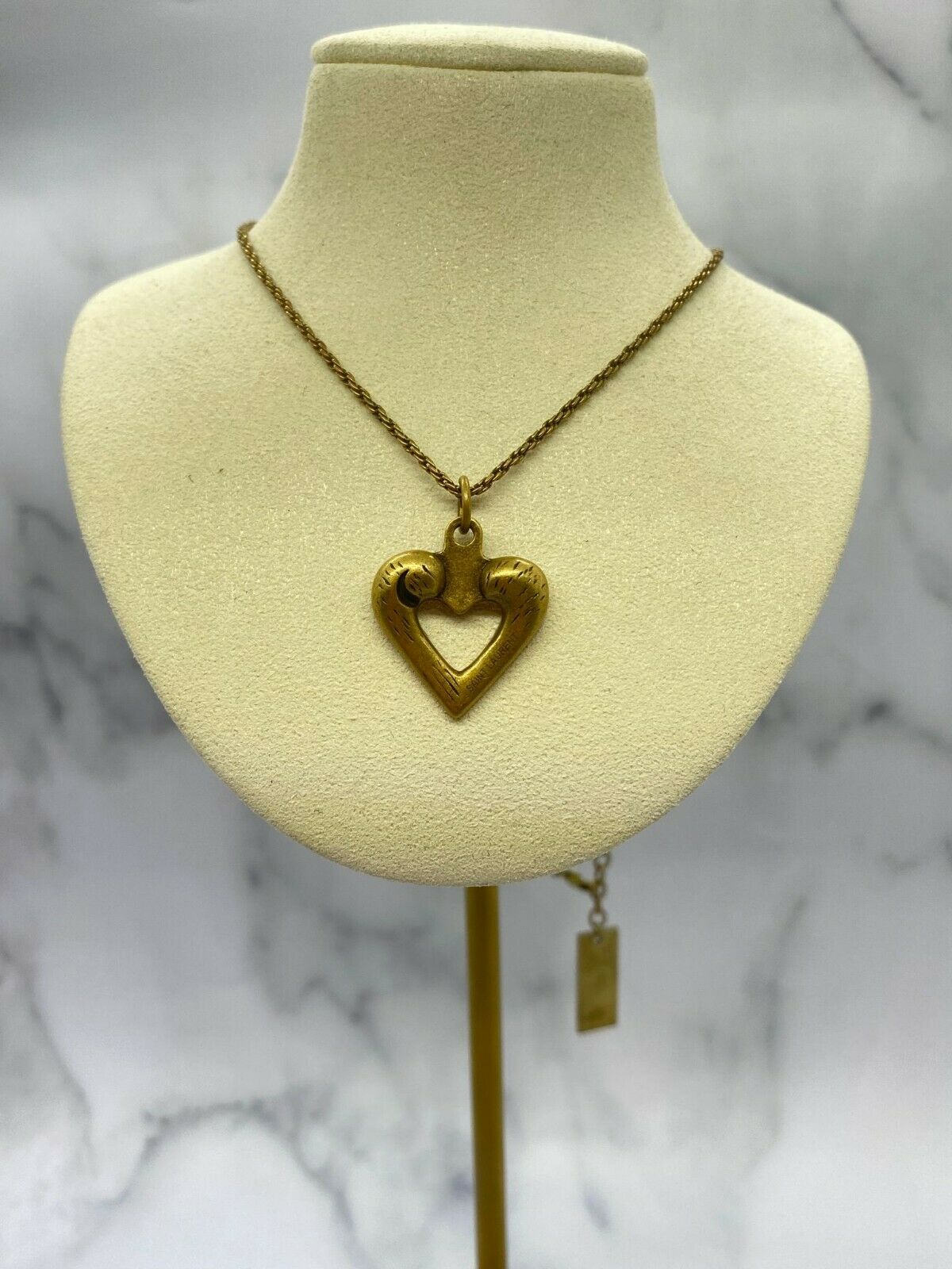 YSL Yves Saint Laurent Brass Heart Necklace - Pre owned