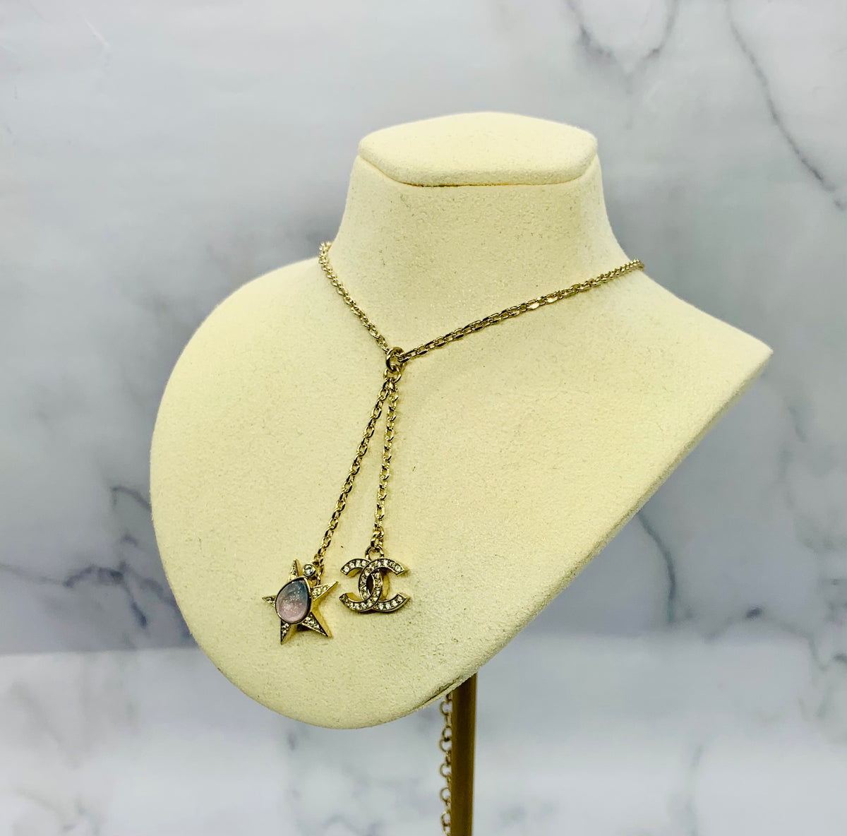 CHANEL CC Pendant Opal Star Necklace - Pre owned