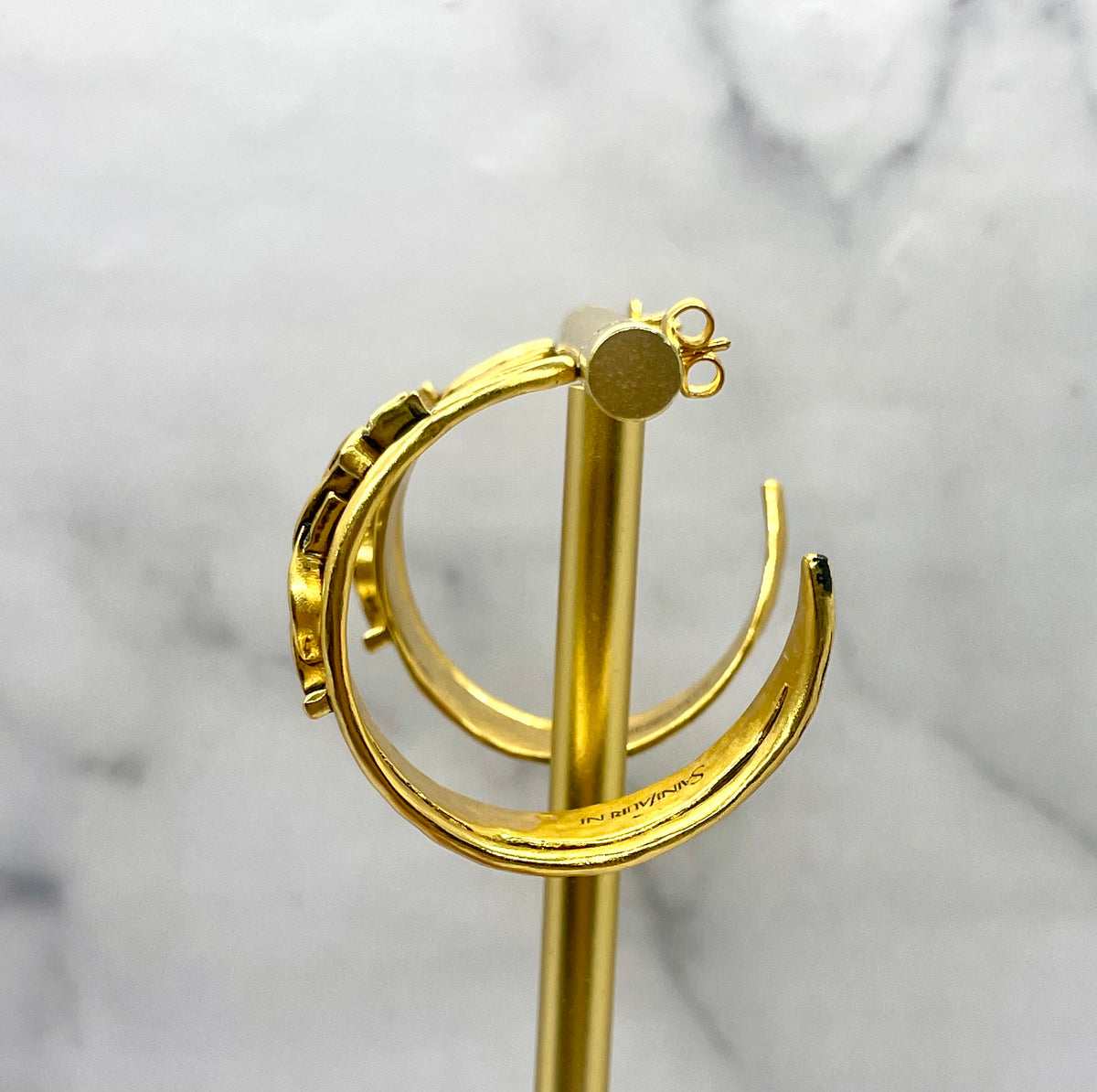 YSL YVES SAINT LAURENT Gold Tone Hoop Earrings - Pre owned