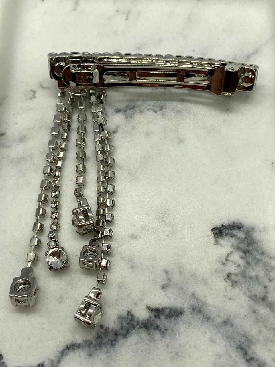 MIU MIU Rhinestone Crystal Fringe Hair Clip Barrette - Pre owned