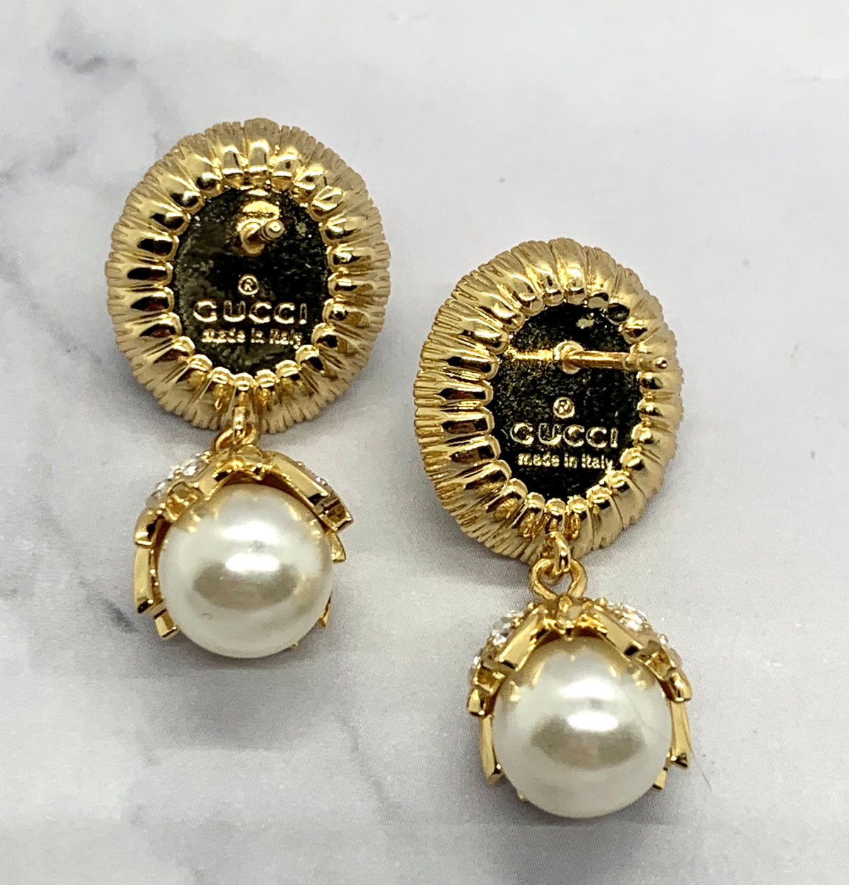 GUCCI GG Pearl Pendant Earrings - Pre owned