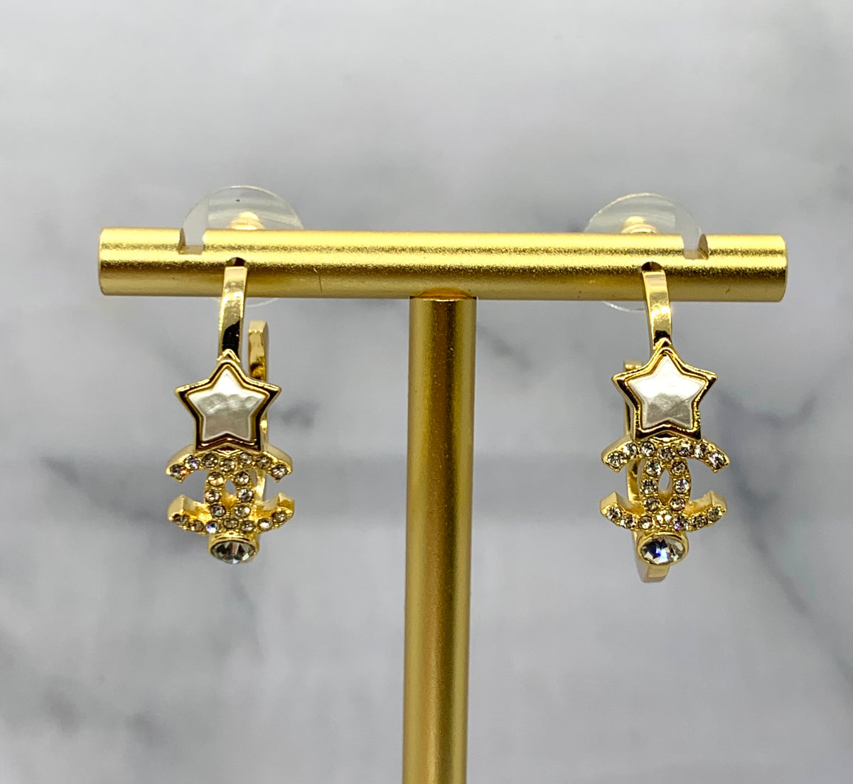 CHANEL CC Star Hoop Earrings - Pre owned