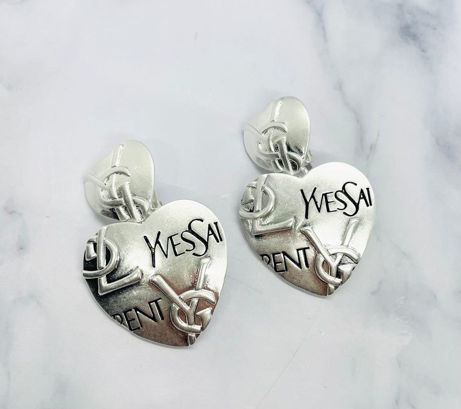 YSL YVES SAINT LAURENT Heart Pendant Earrings - Pre owned