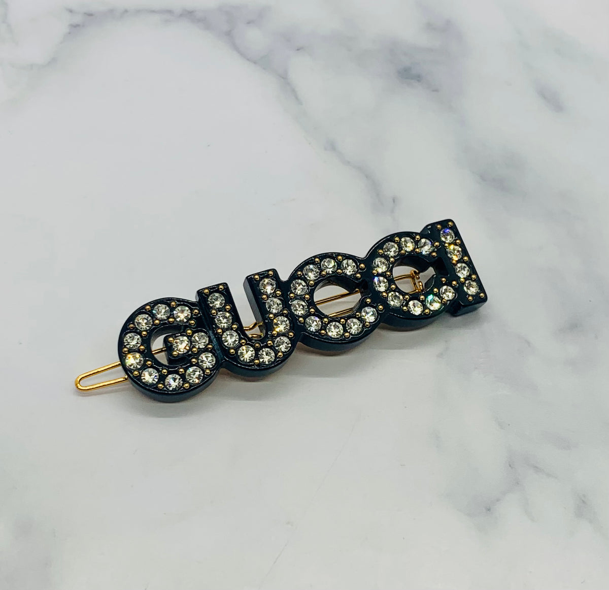 GUCCI Rhinestone Acrylic Hair Clip Barrette - Pre owned