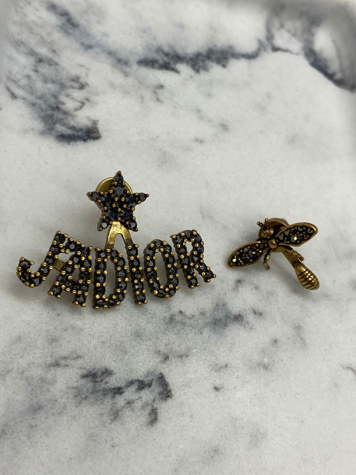 Christian Dior J'Adior Fly Dark Rhinestone Earrings - Pre owned