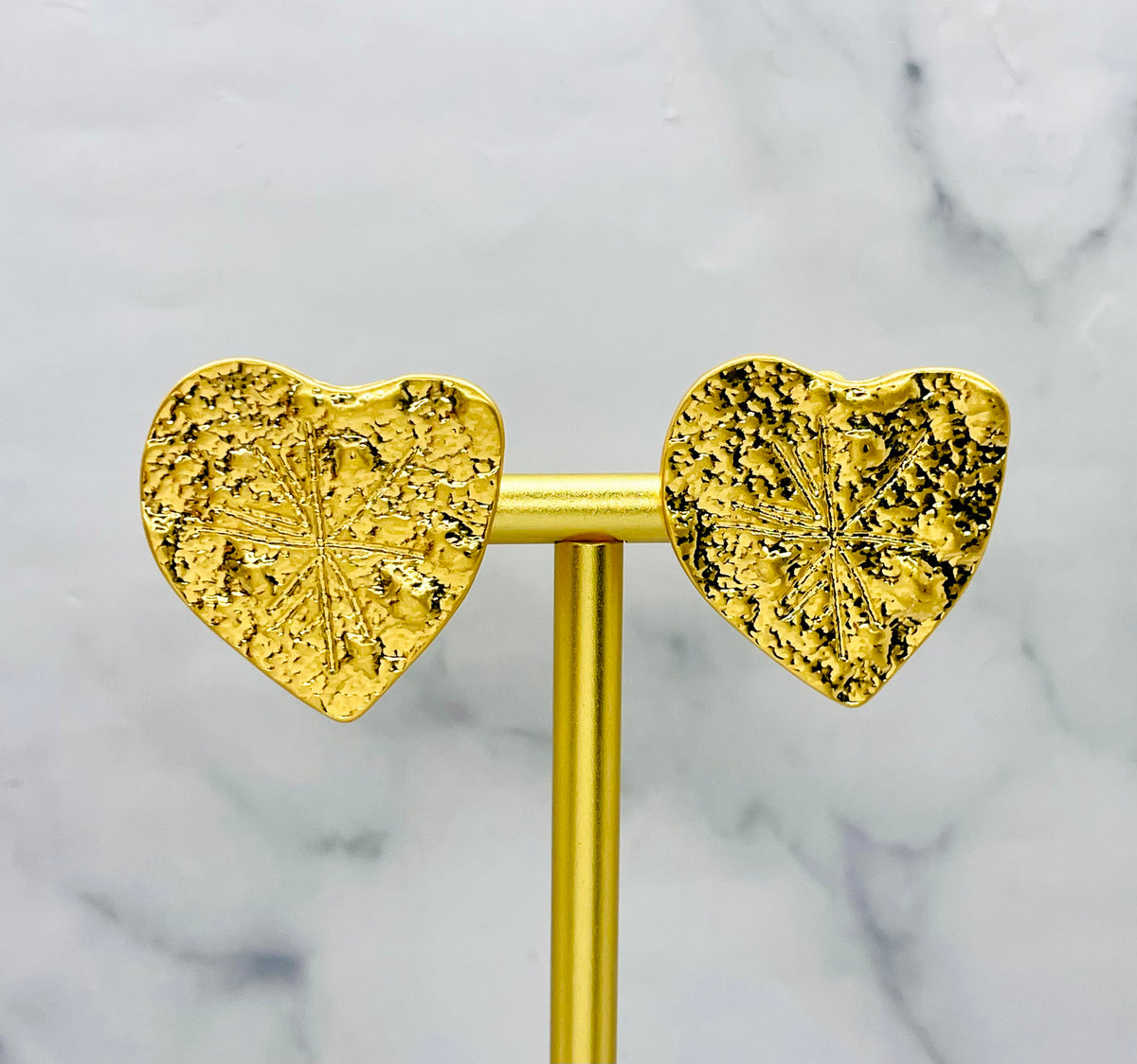 CHRISTIAN LACROIX Vintage Gold Tone Heart Earrings - Pre owned