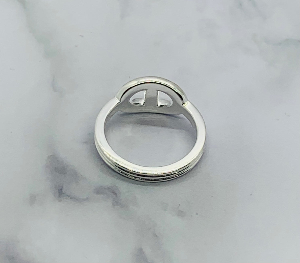 HERMES Silver Chain Ring Size 7 M - USED