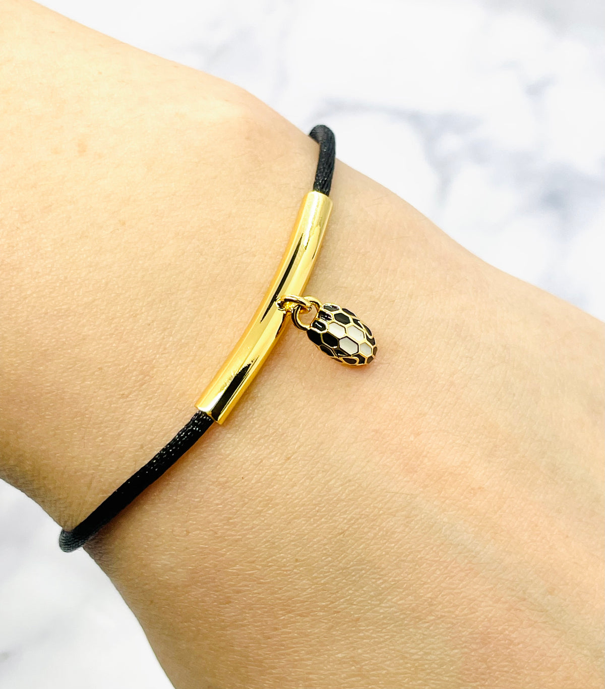 BULGARI Serpenti Charm Black Rope Bracelet - Pre owned