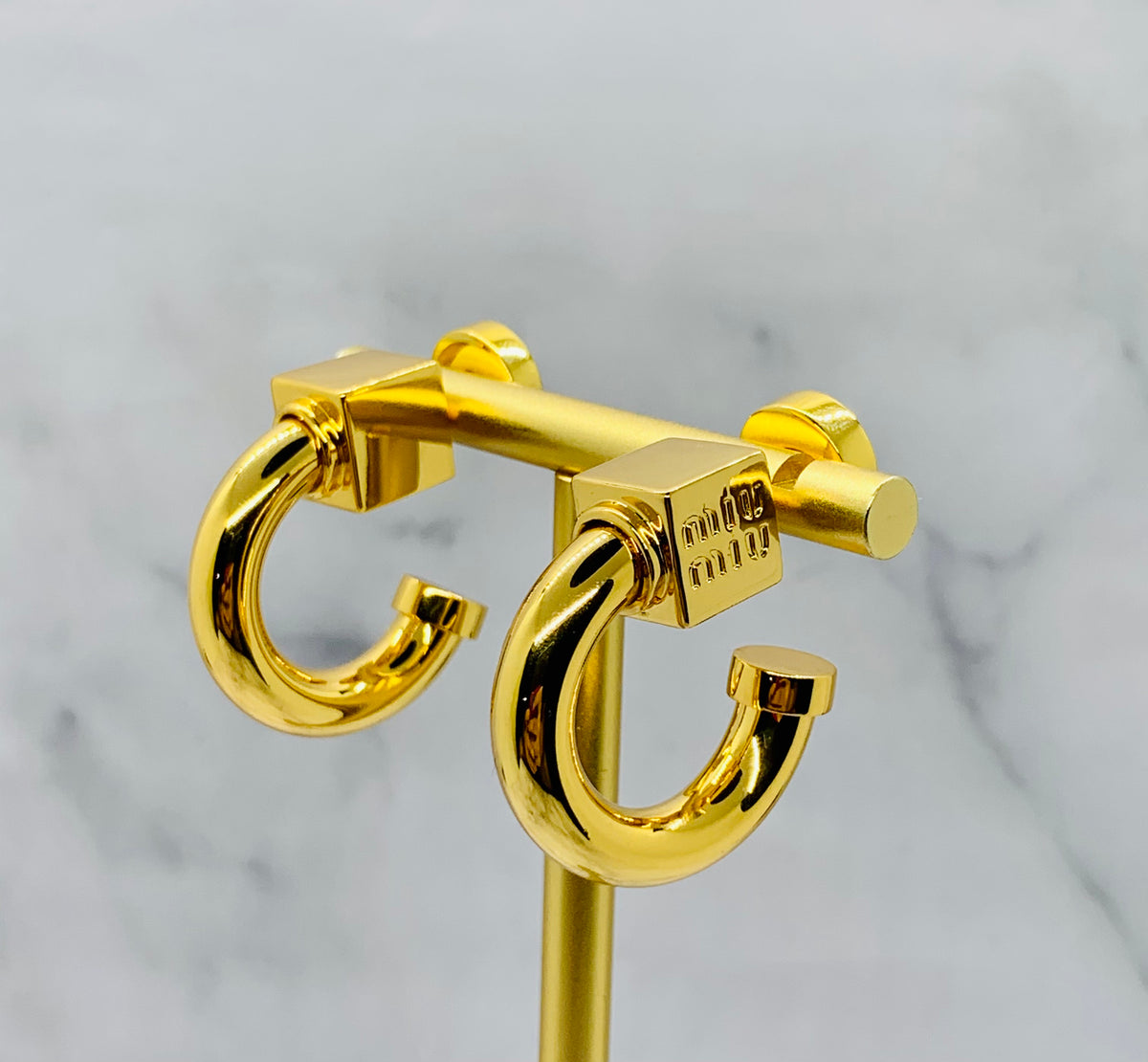 MIU MIU Gold Tone Hoop Earrings - Pre owned