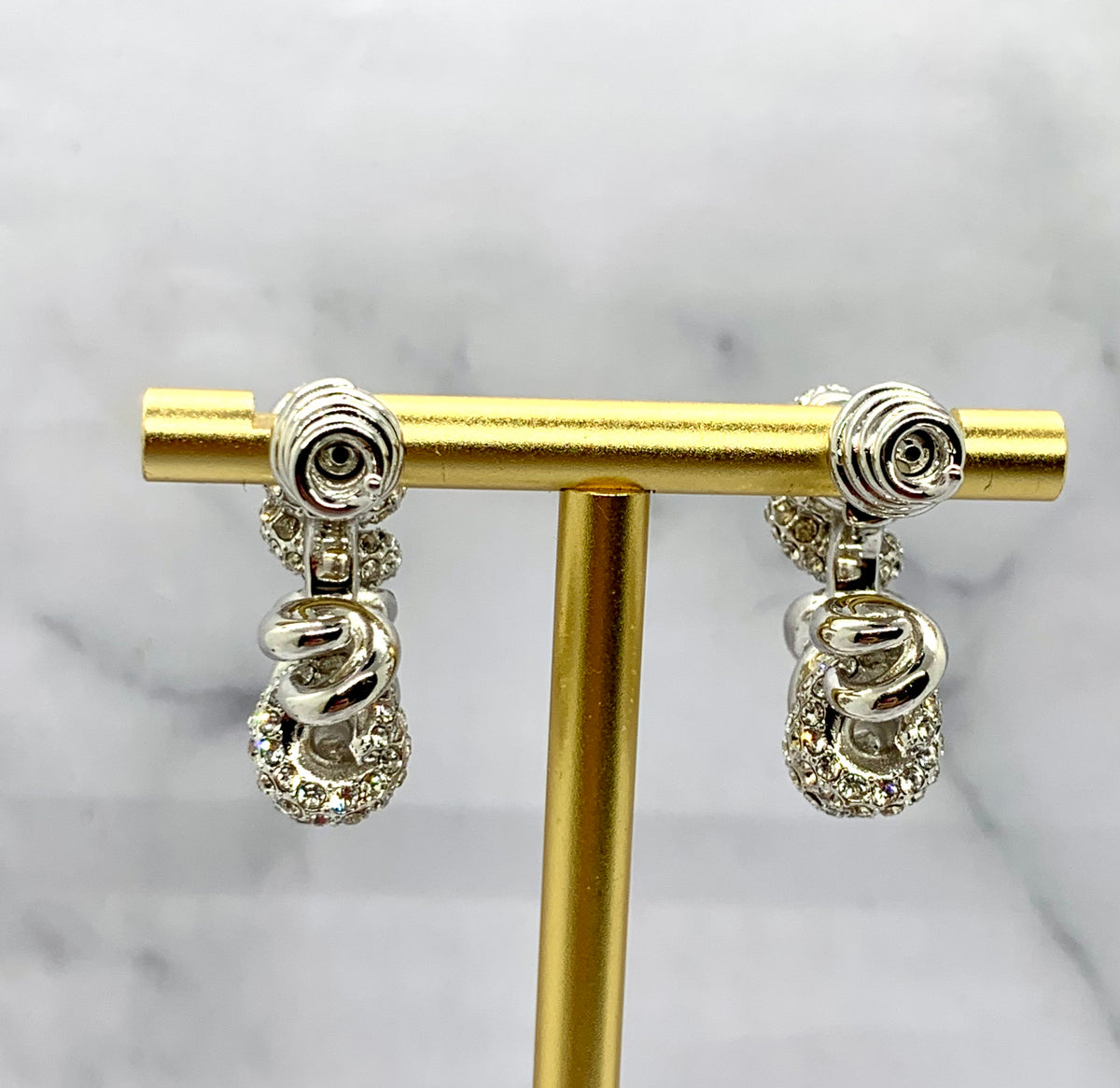 BOTTEGA VENETA Silver Tone Hoop Earrings - Pre owned