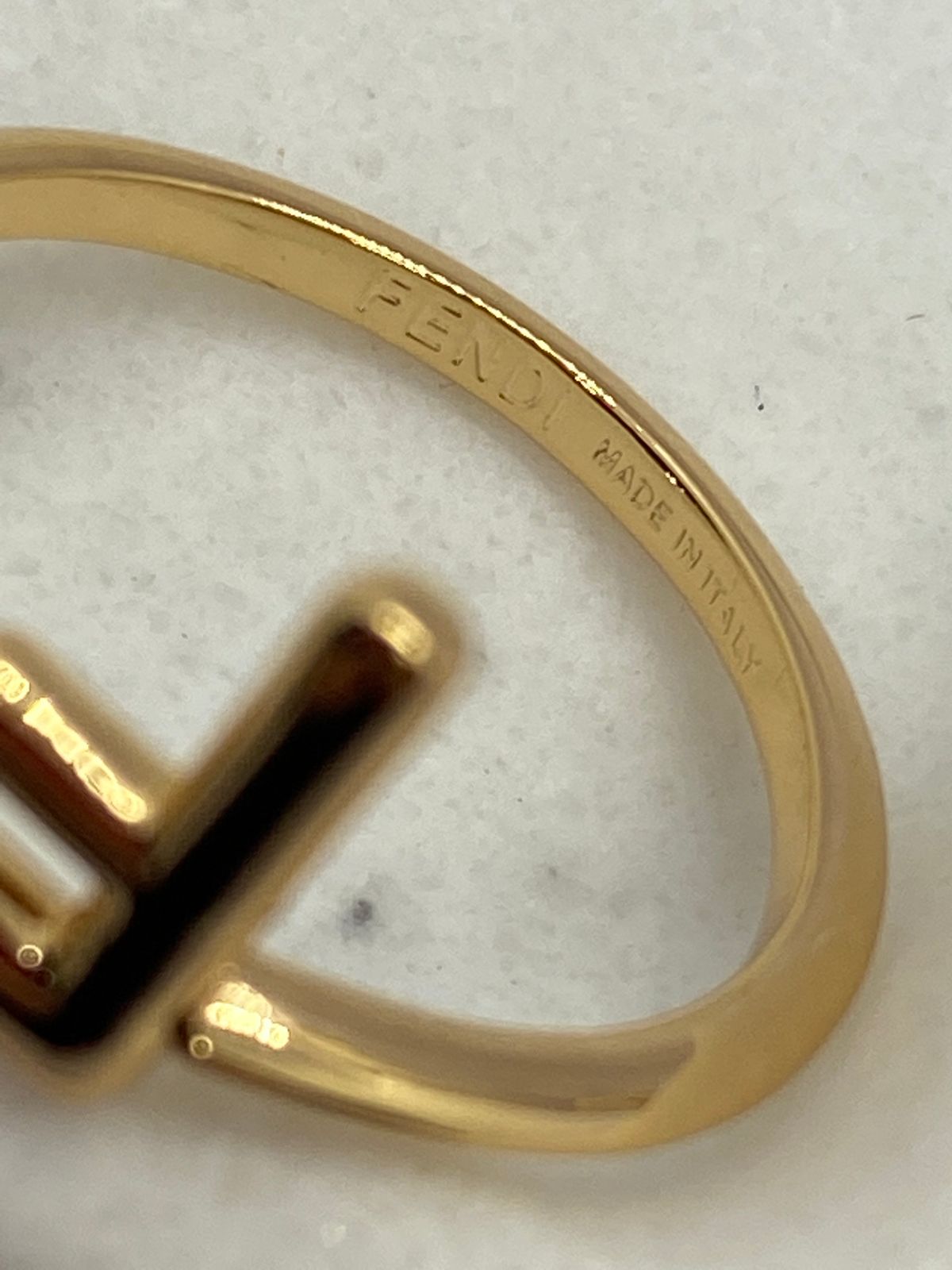 FENDI F Gold Tone Adjustable Ring - Pre owned