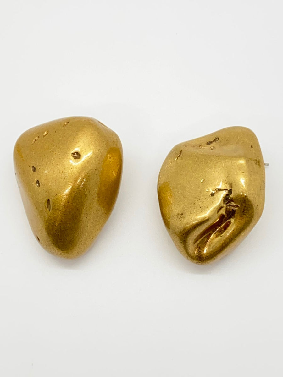 BALENCIAGA BB Brass Rock Formation Earrings - Pre owned