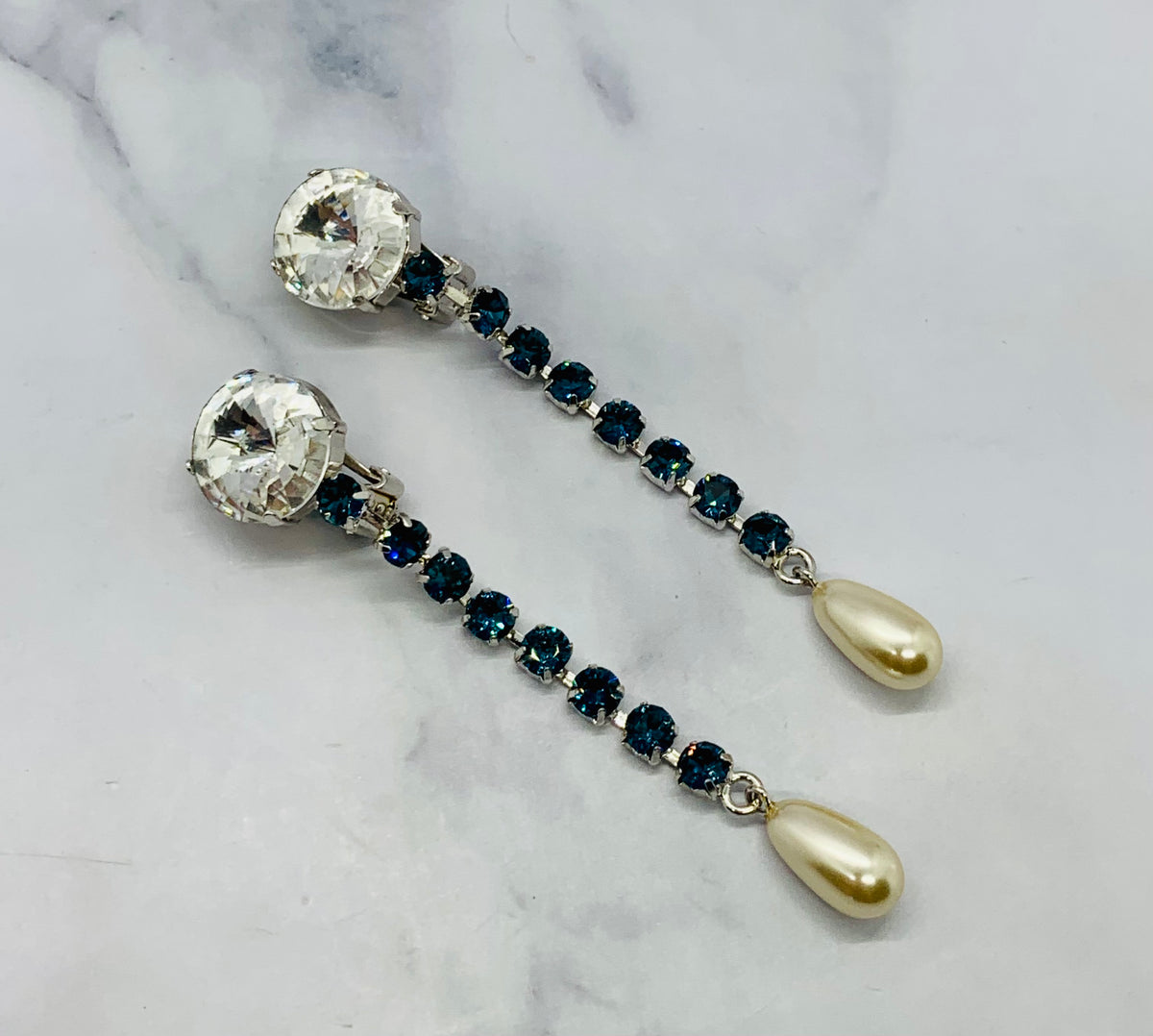MIU MIU Blue Rhinestone Pendant Earrings - Pre owned