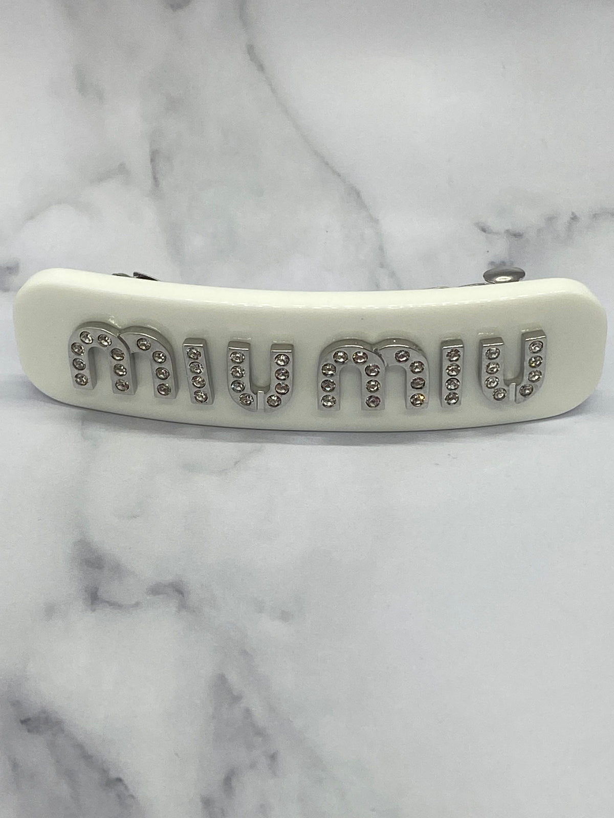 MIU MIU White Rhinestone Hair Clip Barrette - Pre owned