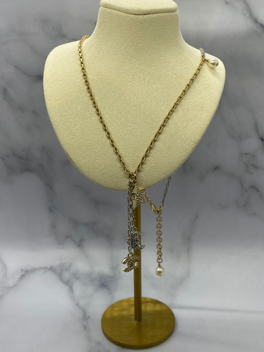 CHANEL CC Sun & Moon Rhinestone Necklace - Pre owned