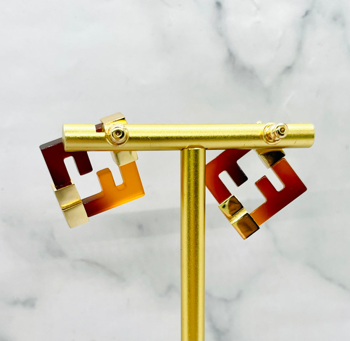 FENDI FF Amber Monogram Earrings - Pre owned