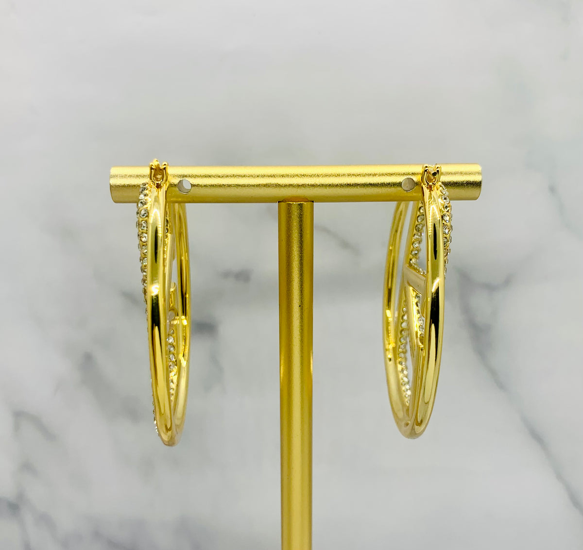 VALENTINO V Rhinestone Hoop Earrings - Pre owned