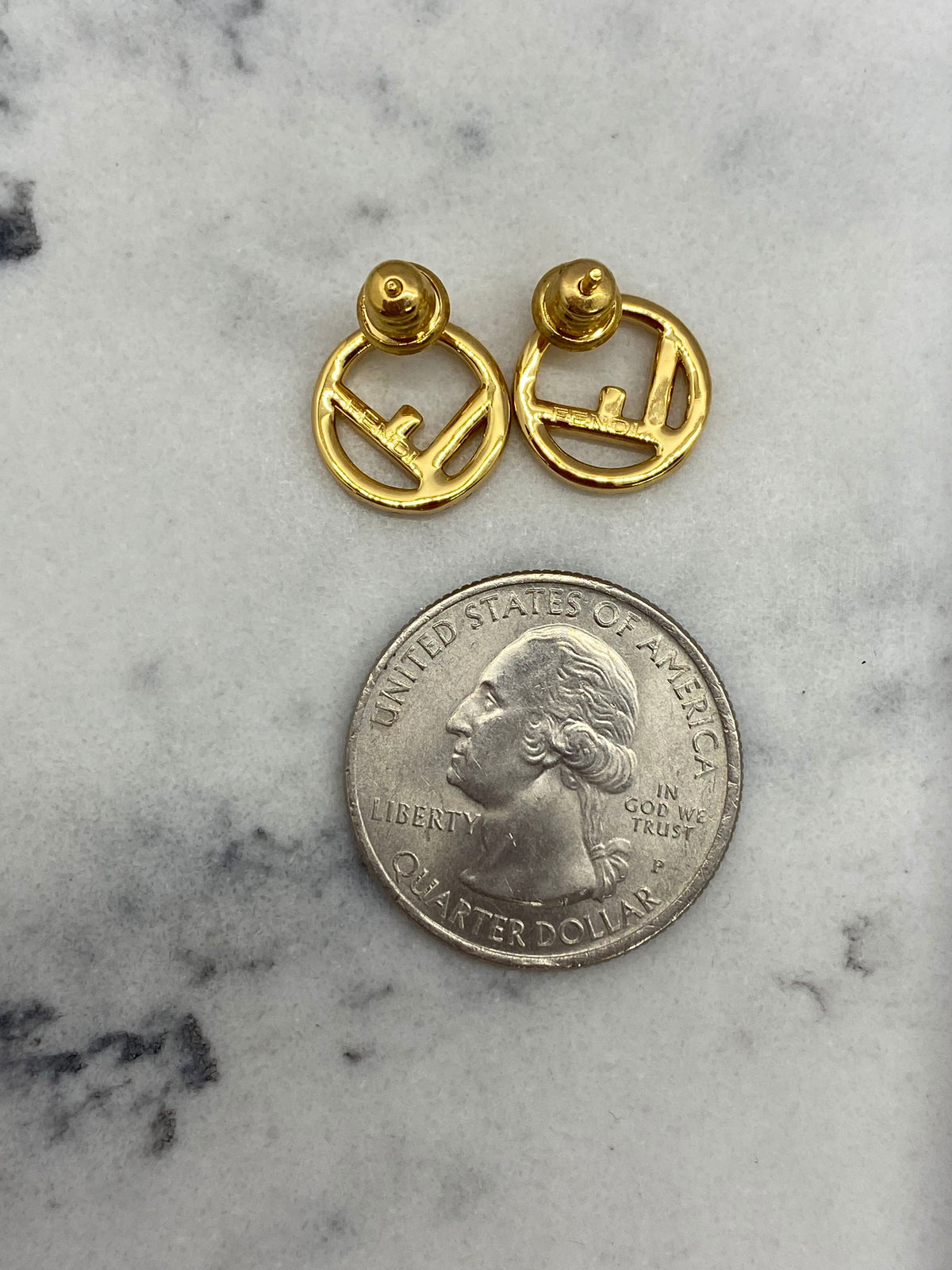 FENDI F Gold Rhinestone Small Earrings - Pre owned