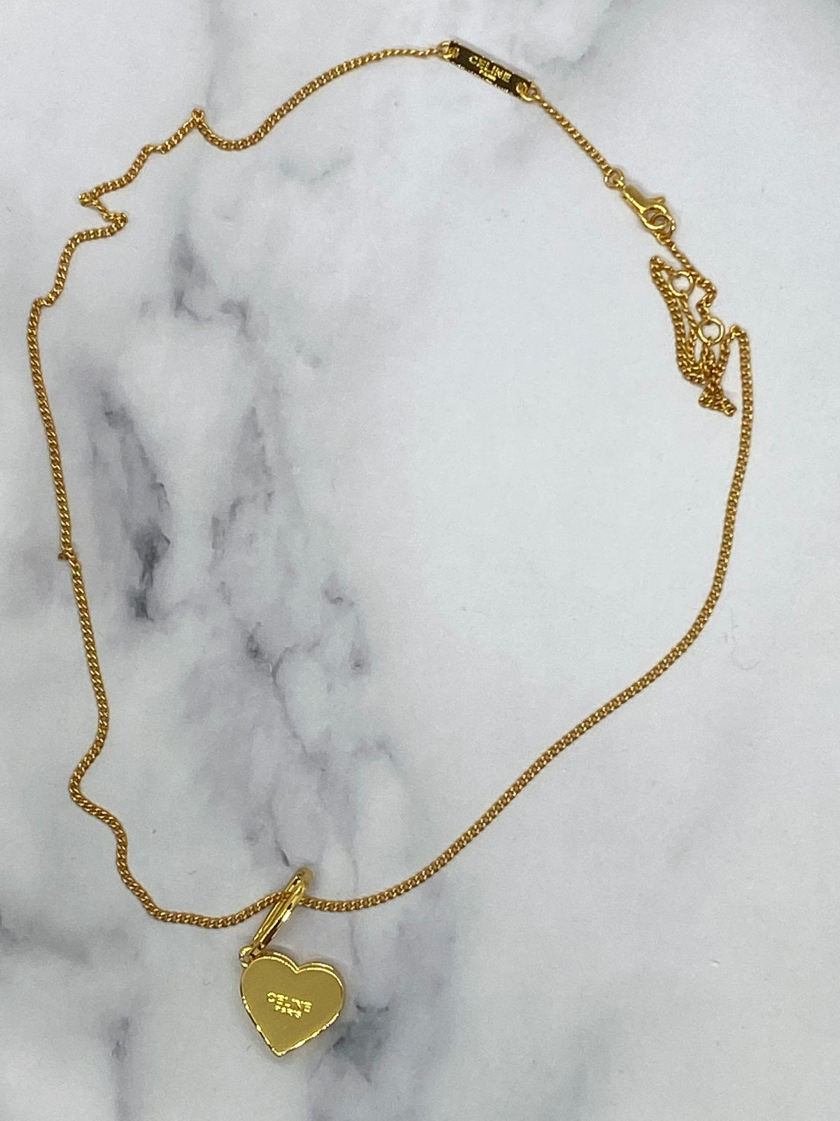 CELINE Gold Tone Heart Locket Necklace - Pre owned