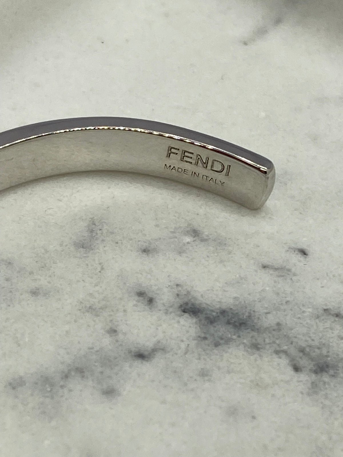 FENDI Silver Tone Rhinestone Cuff Bracelet - Pre owned