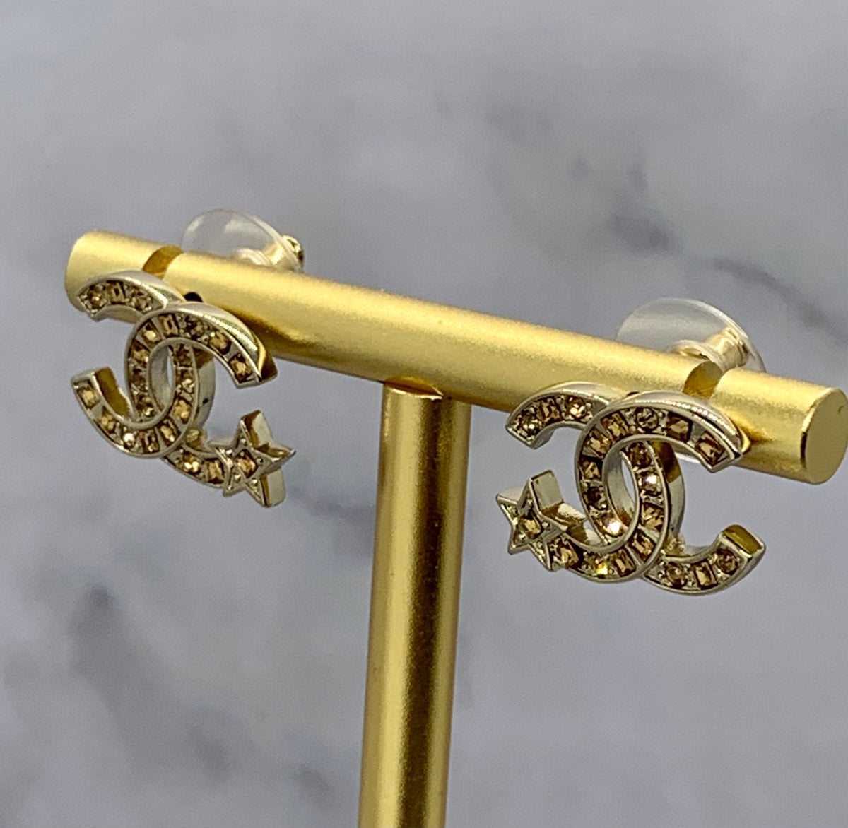 CHANEL CC Star Rhinestone Earrings - Pre owned