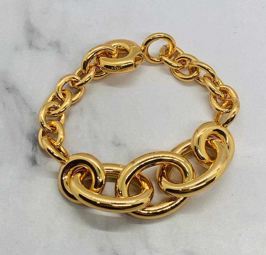 YSL YVES SAINT LAURENT Gold Tone Link Bracelet - Pre owned