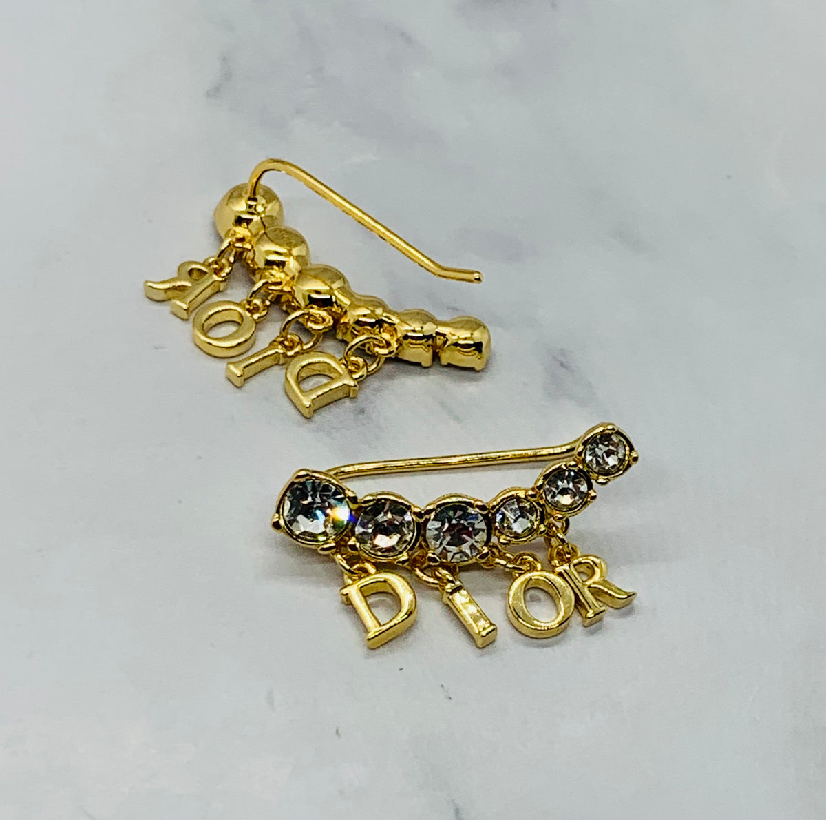 CHRISTIAN DIOR Climber Rhinestone Earrings - Pre owned
