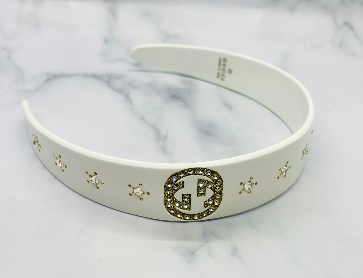 GUCCI White Acrylic Rhinestone Headband - Pre owned