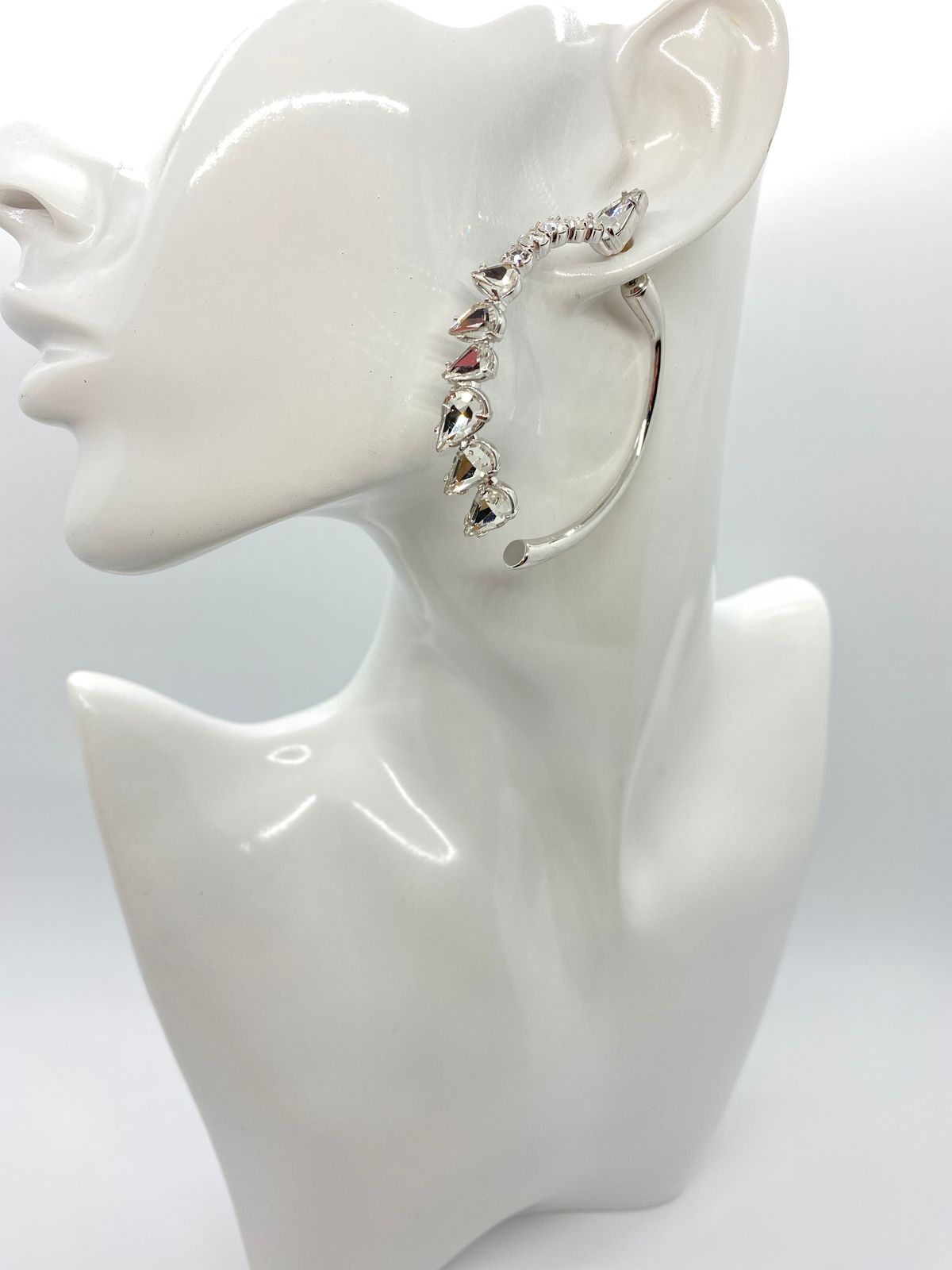 YSL YVES SAINT LAURENT Silver Tone Rhinestone Earrings - Pre owned