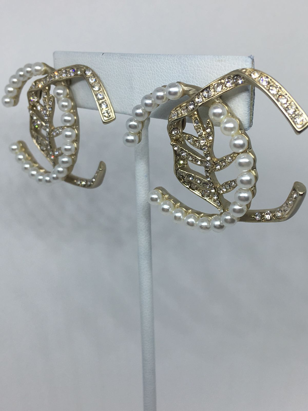 Chanel twisted pearl branch large earrings