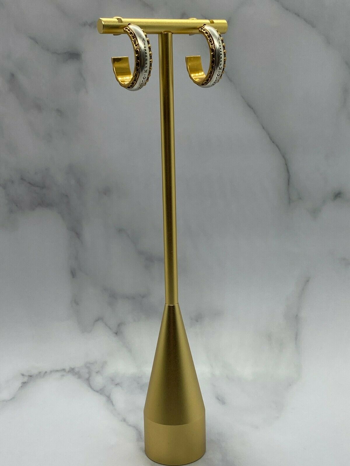 ALEXANDER McQUEEN Brass & Silver Tone Hoop Earrings - Pre owned